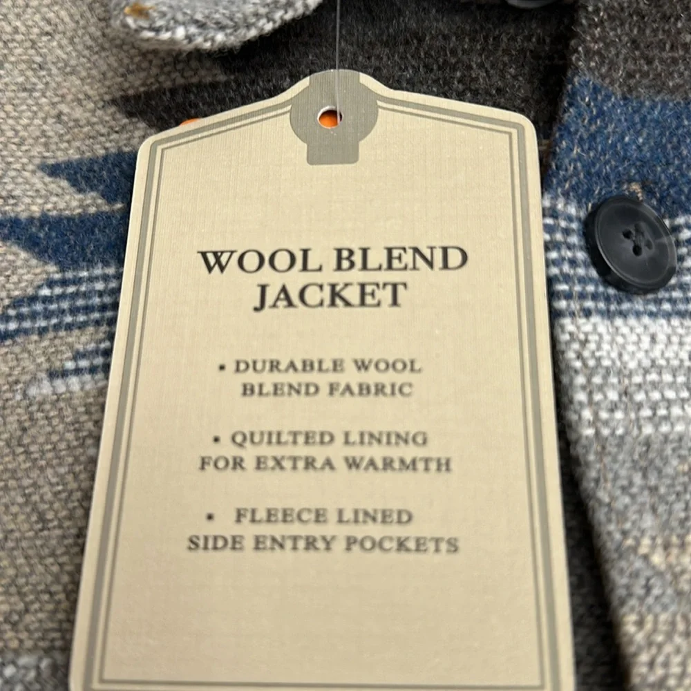 NWT Jachs Wool Blend Sherpa Lined Tan Blue Jacket Size XXL Shacket - Picture 3 of 14